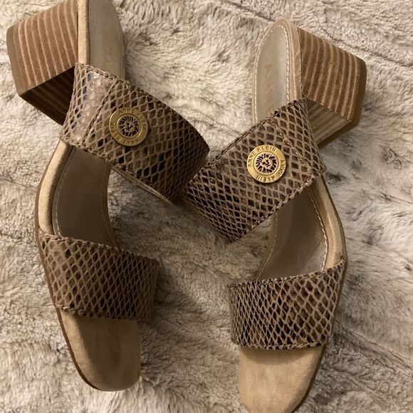 : : ANNE KLEIN NEW Faux Snake Skin Sandals with Chunky Heels : : - Picture 13 of 13